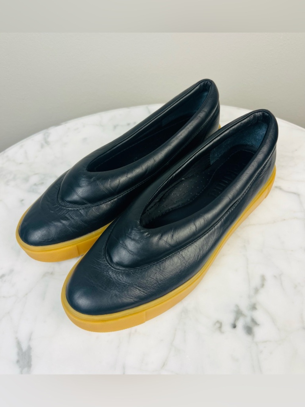 Beklina Margo Sneaker Flats – Black Leather with Gum Sole – Size 10 - Picture 2 of 14